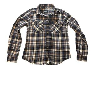 Womens Marmot Size Small Button Up Long Sleeved Flannel Shirt Plaid Blue